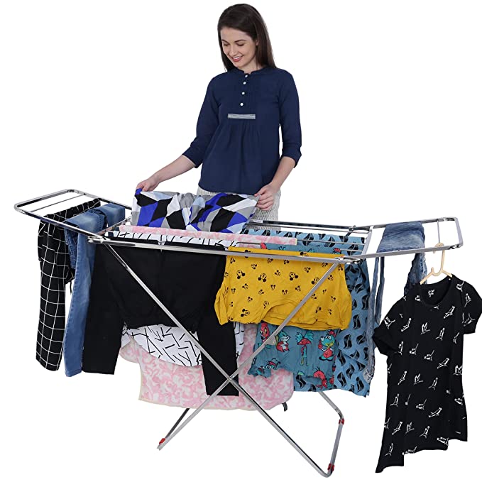 Stainless Steel Foldable Cloth Dryer Stand Double Rack (1)