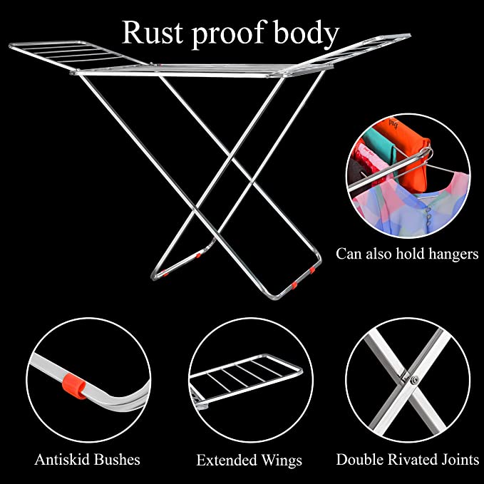 Stainless Steel Foldable Cloth Dryer Stand Double Rack for Drying Clothes - Image 2