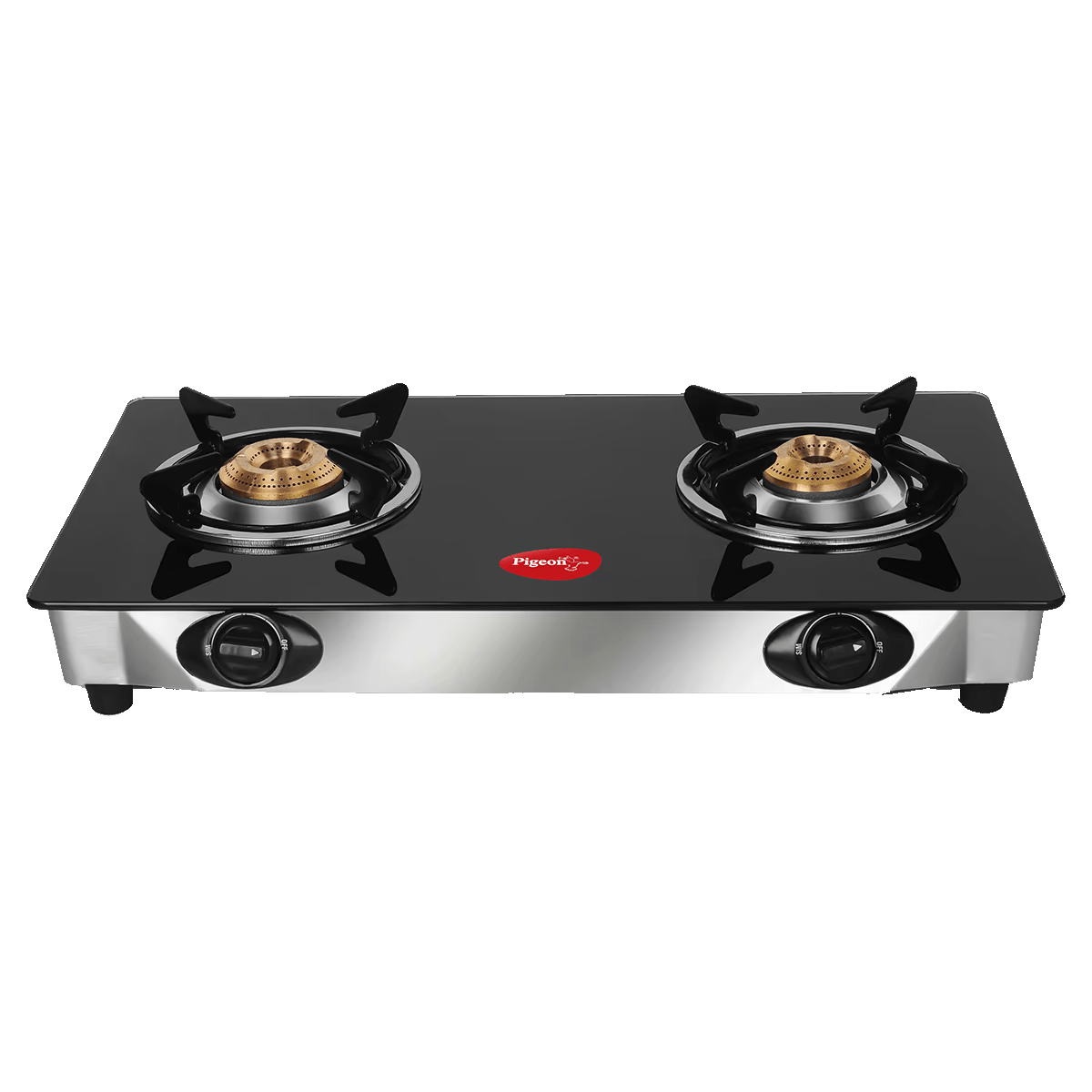 Pigeon Ayush 2 Burner Glass Gas Stove (Spill Proof, Black) - Image 2